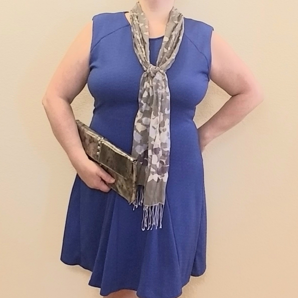 Sharagano Royal Blue Midi Dress, size: 16